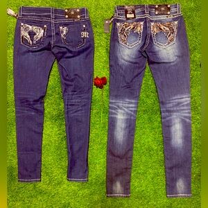 Miss Me Bundle skinny leg jeans with silver and black embroidered details